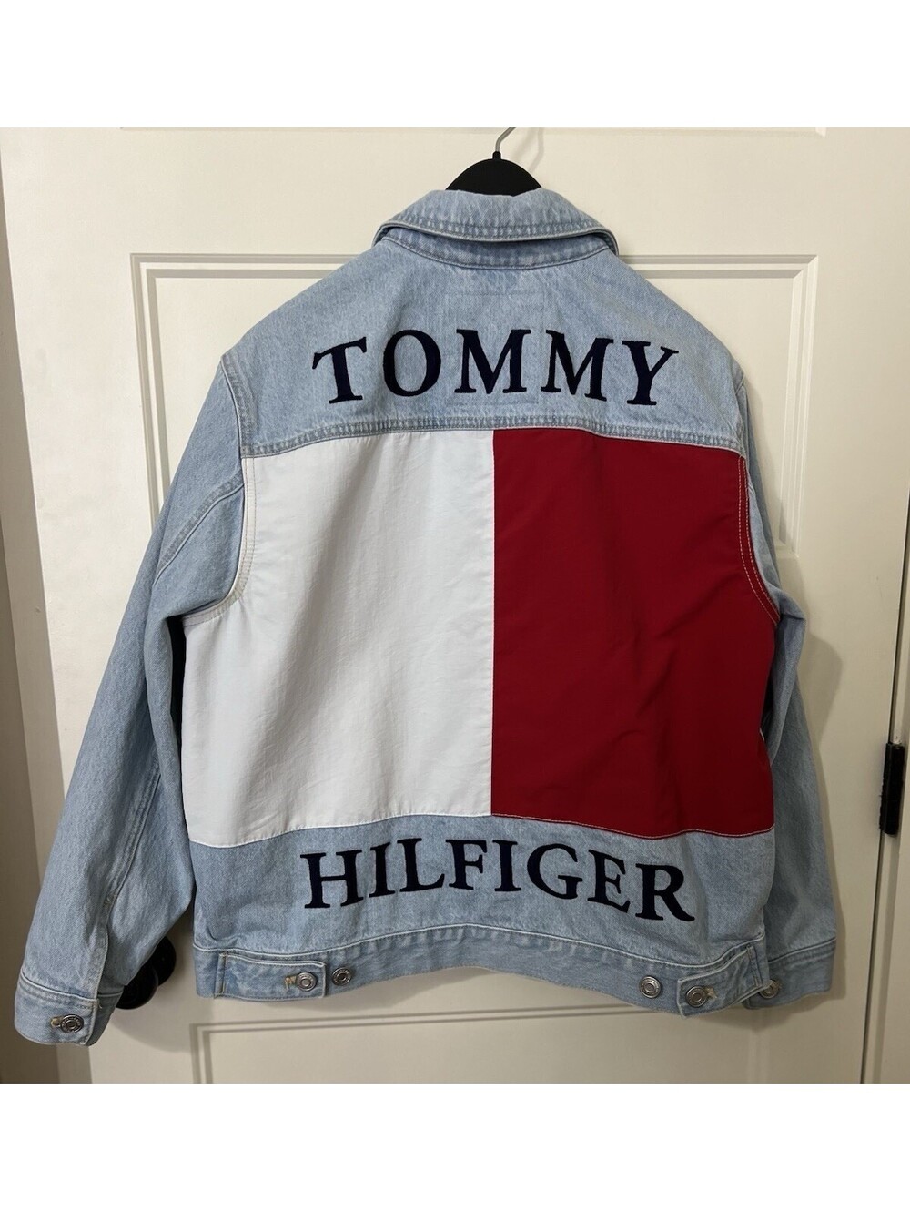 Tommy Hilfiger Classic Big Flag Light Blue Denim Jean Jacket Size Small